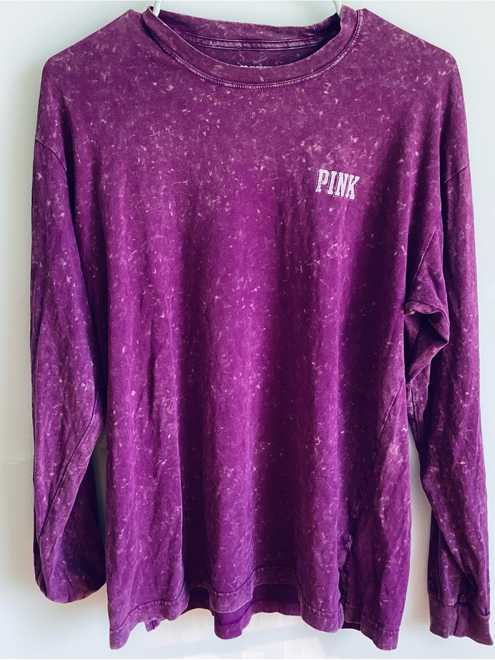 PINK Mineral Wash Long Sleeve Tee in Plum